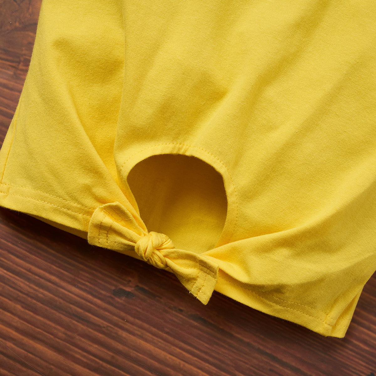 Girls Yellow Conversational Printed Round Neck Cotton Casual T-shirt