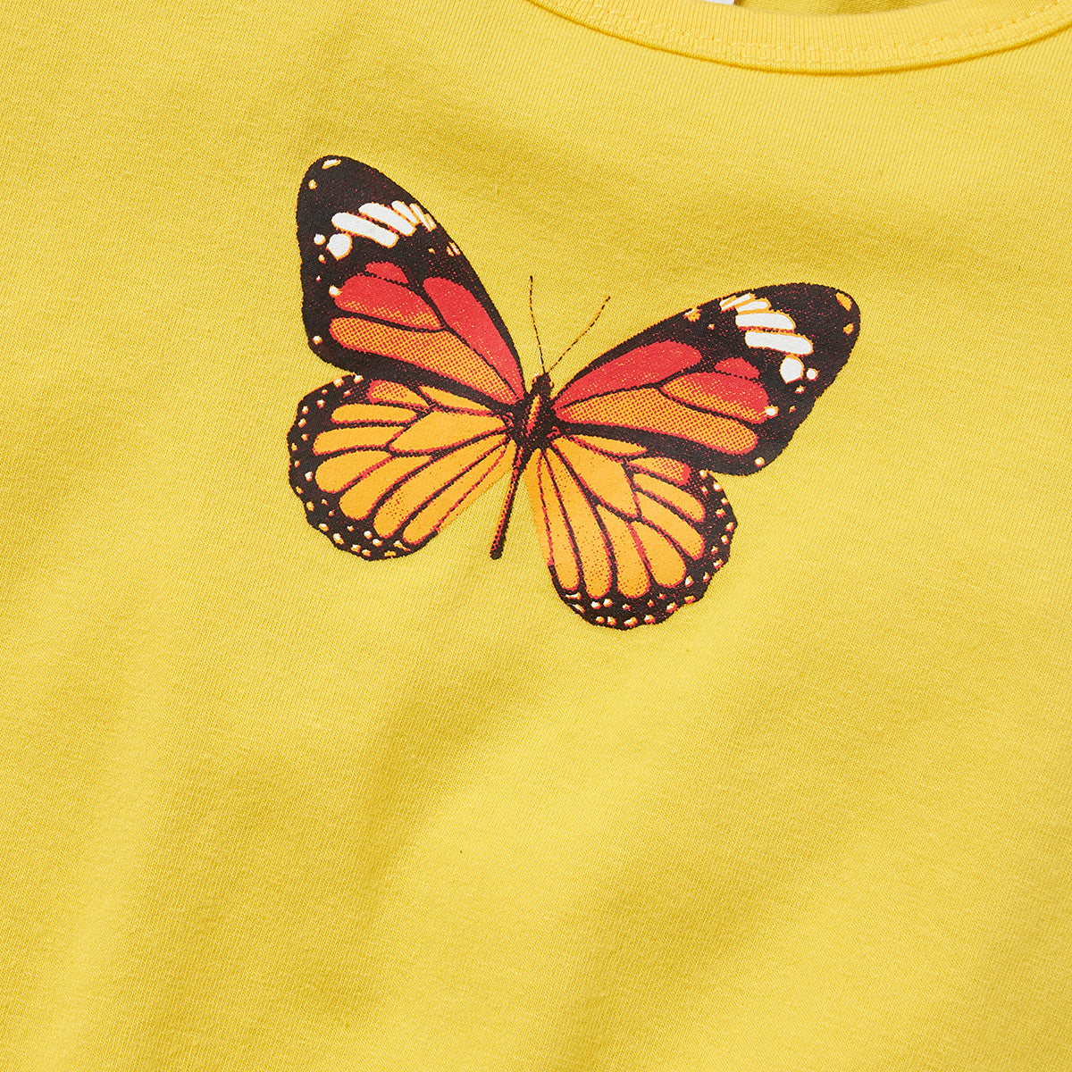 Girls Yellow Conversational Printed Round Neck Cotton Casual T-shirt