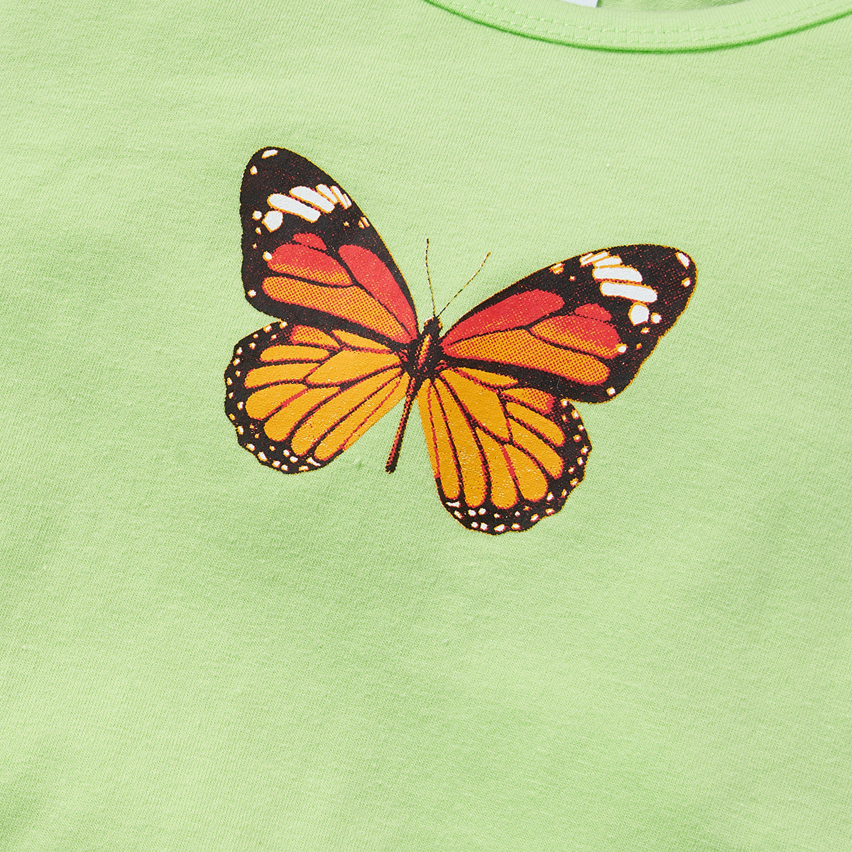 Green Girls Butterfly Printed Cotton Regular Top