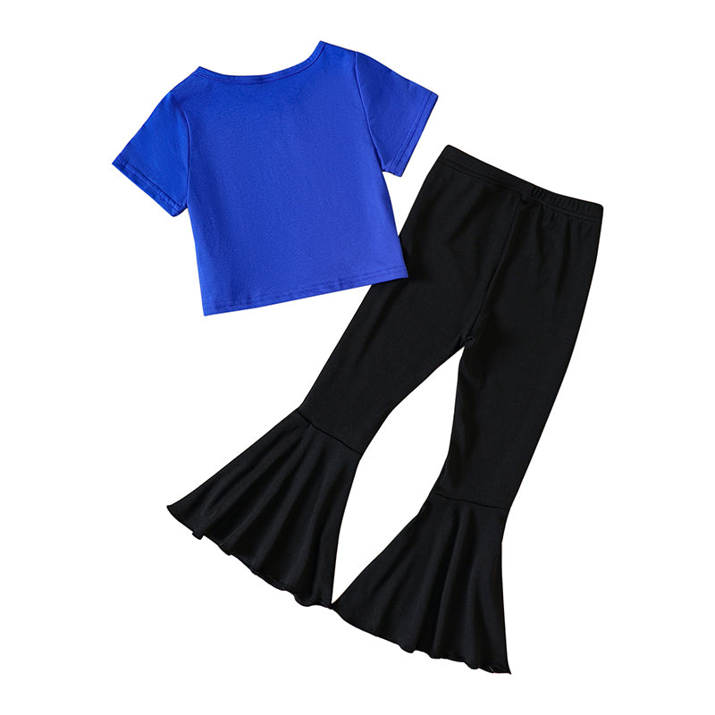 Girls Blue Printed T-shirt with Trousers