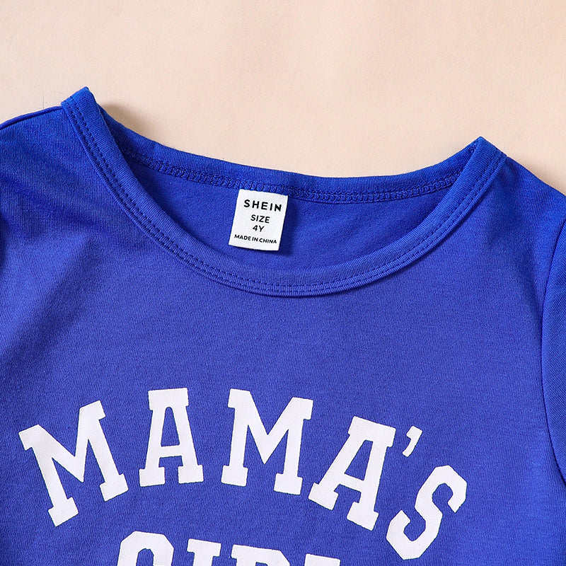 Girls Blue Printed T-shirt with Trousers