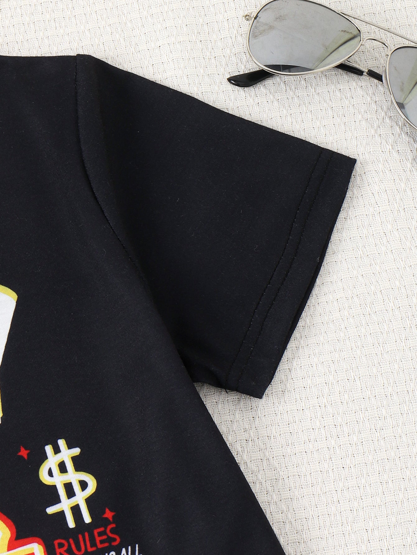 Boys Black Printed T-shirt with Shorts