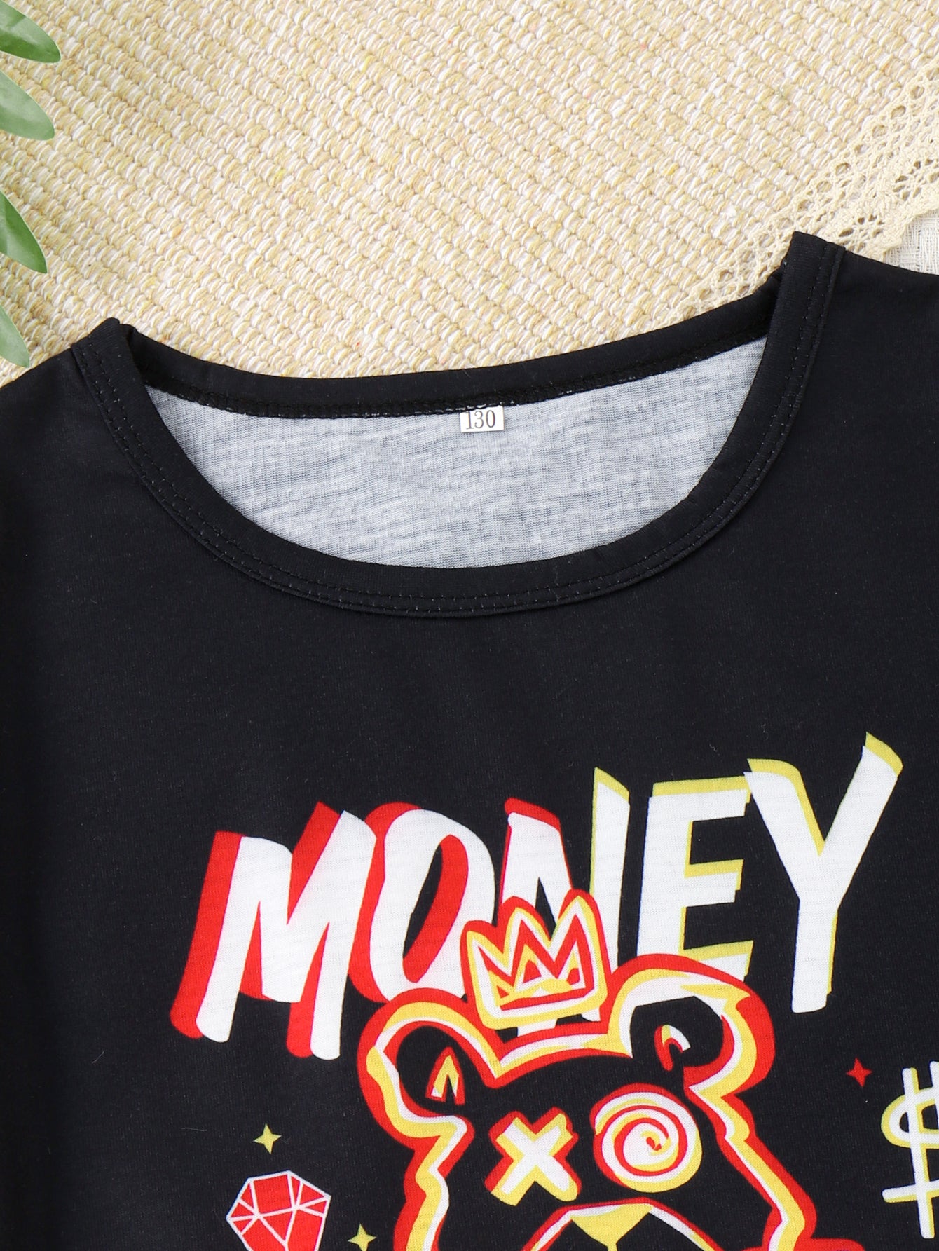Boys Black Printed T-shirt with Shorts