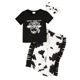 Boys Black Printed T-shirt with Trousers