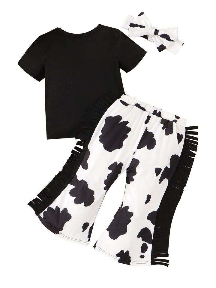 Boys Black Printed T-shirt with Trousers