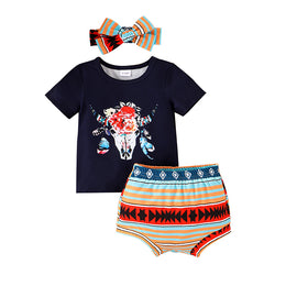 Boys Black Printed T-shirt with Shorts