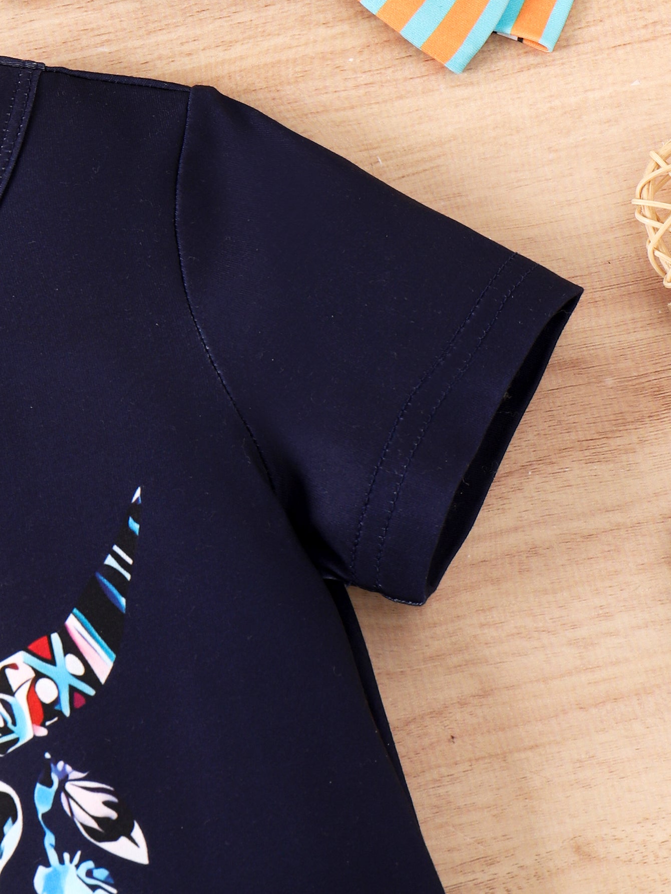 Boys Black Printed T-shirt with Shorts