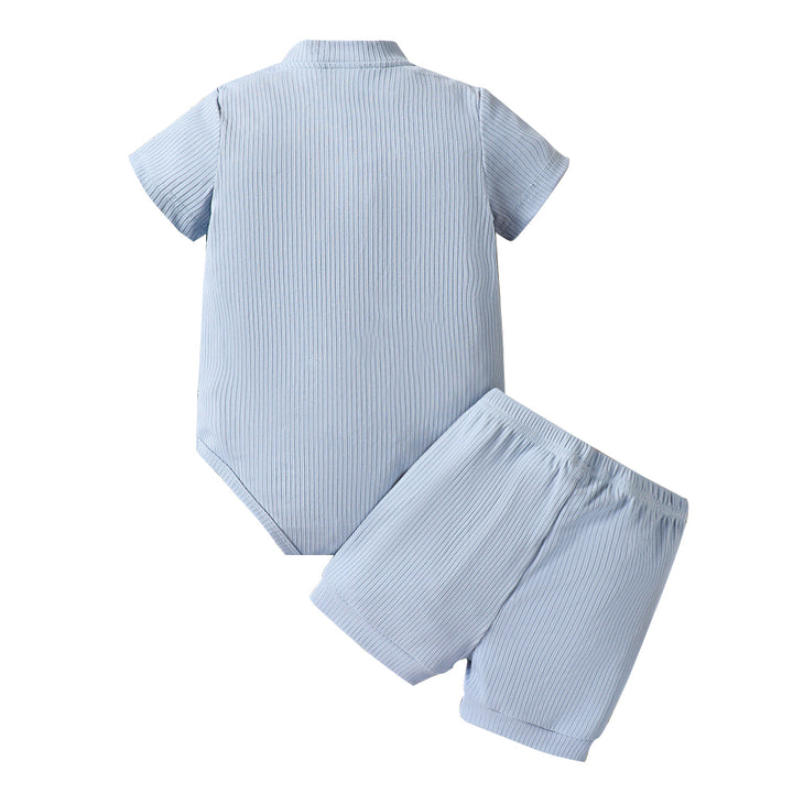 Boys Blue Striped Top With Shorts