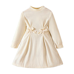 Girls Beige Cotton A-line Dress