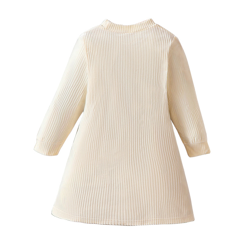 Girls Beige Cotton A-line Dress