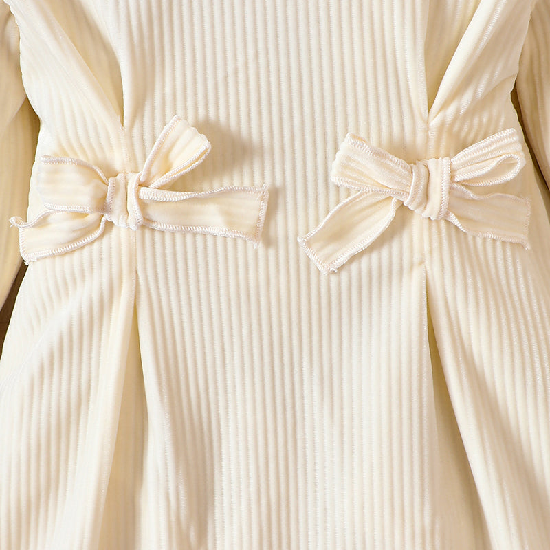 Girls Beige Cotton A-line Dress