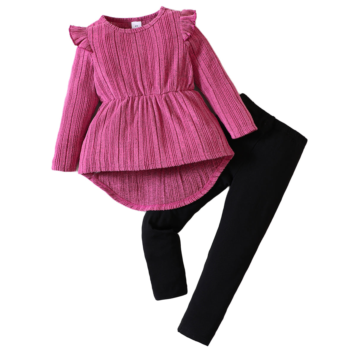 Girls Purple Striped Long Sleeves Top With Leggings
