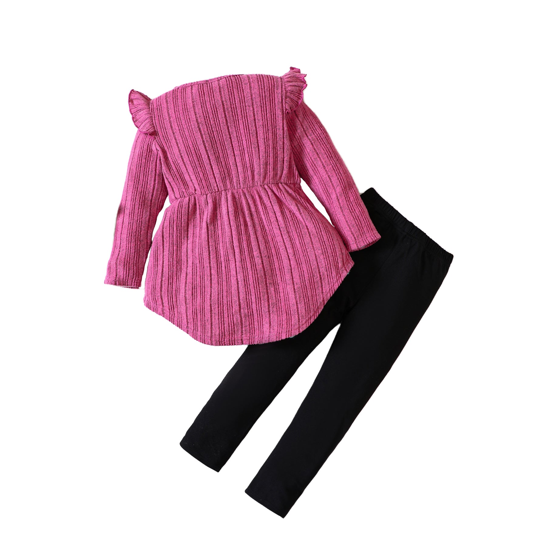 Girls Purple Striped Long Sleeves Top With Leggings