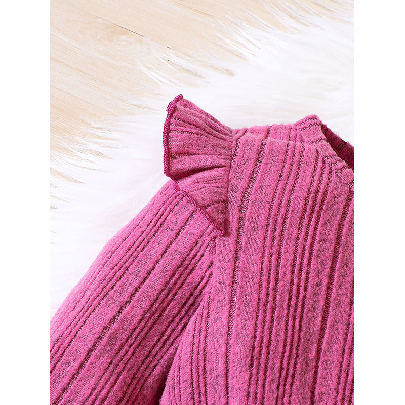 Girls Purple Striped Long Sleeves Top With Leggings