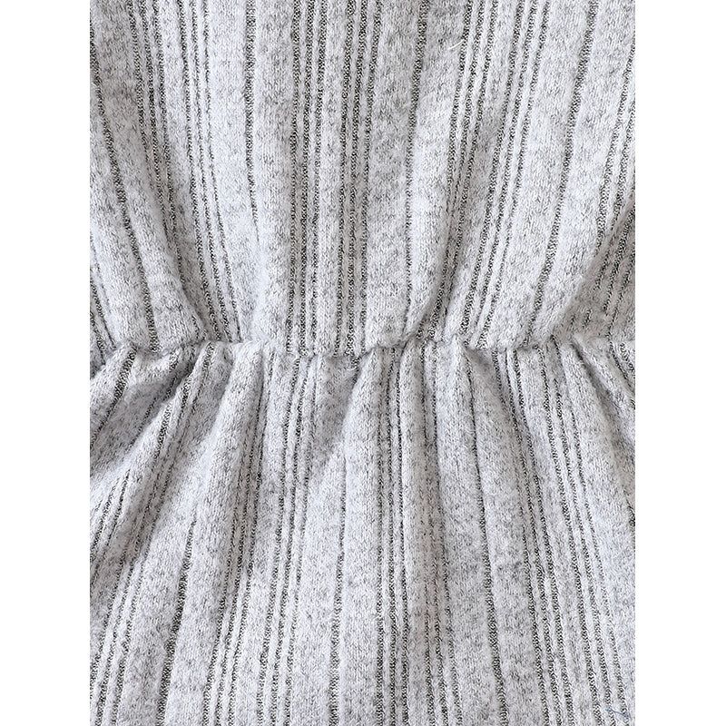 Girls Grey Self Design Ruffled Top with Leggings