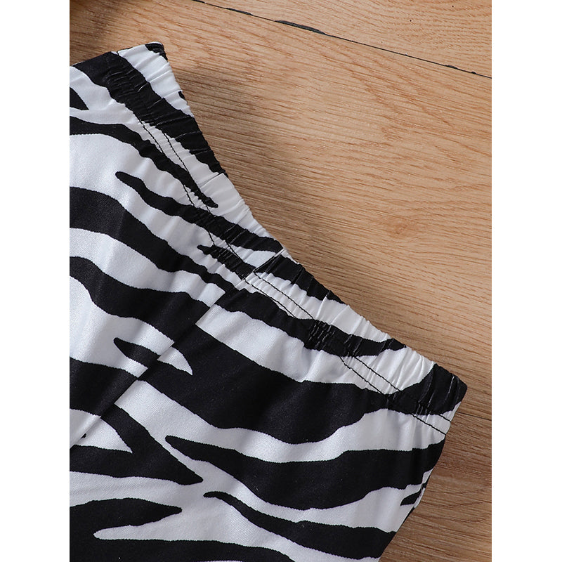 Girls Printed Short Sleeves Round Neck Cotton Top with Palazzos