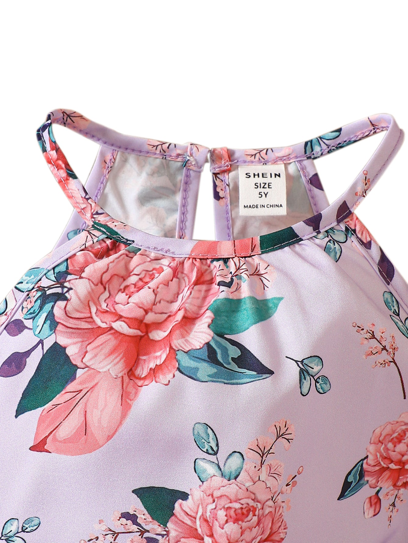 Girls Pink Floral Printed Cotton Top with Trousers