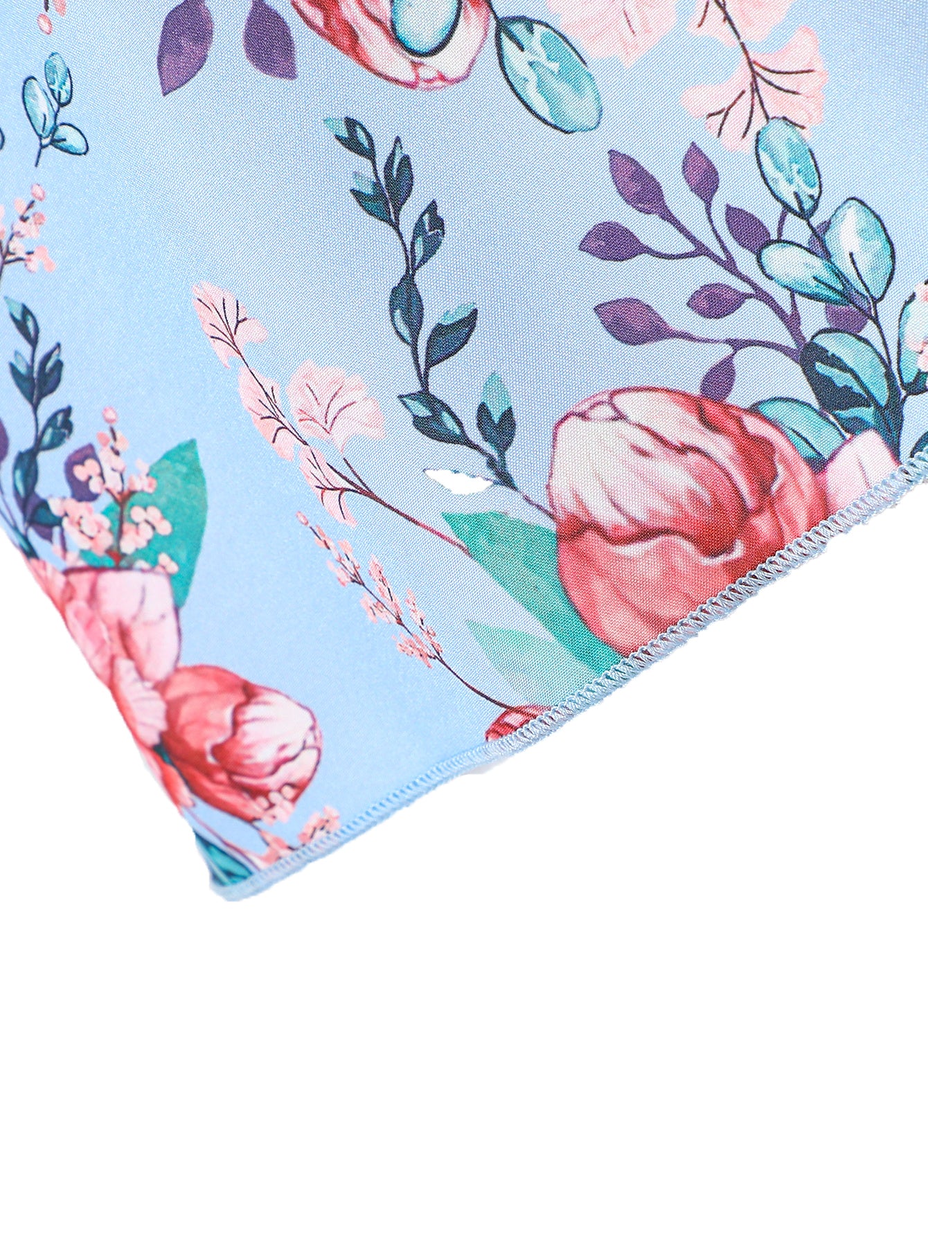 Girls Blue Floral Printed Halter Neck Top with Pyjamas