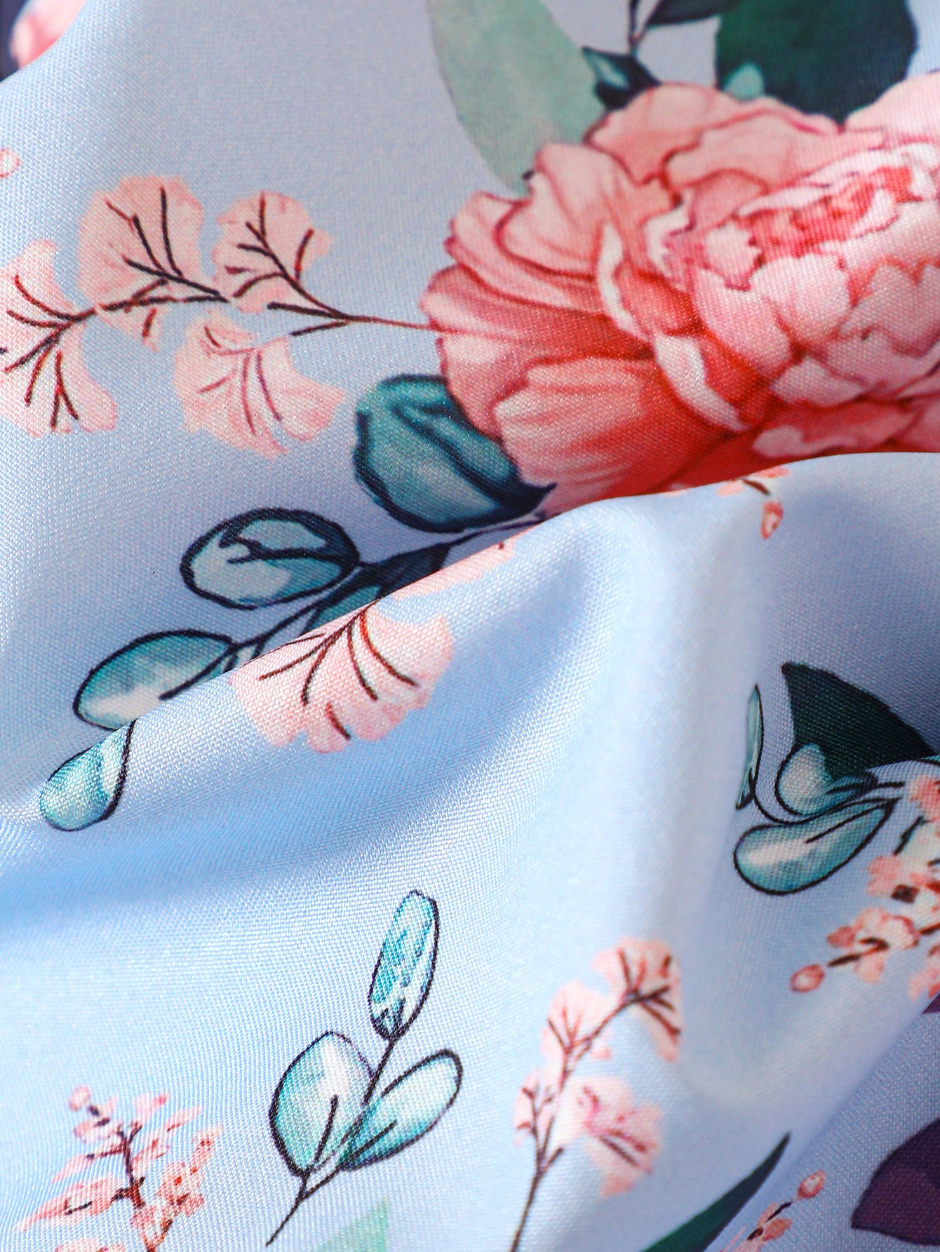 Girls Blue Floral Printed Halter Neck Top with Pyjamas