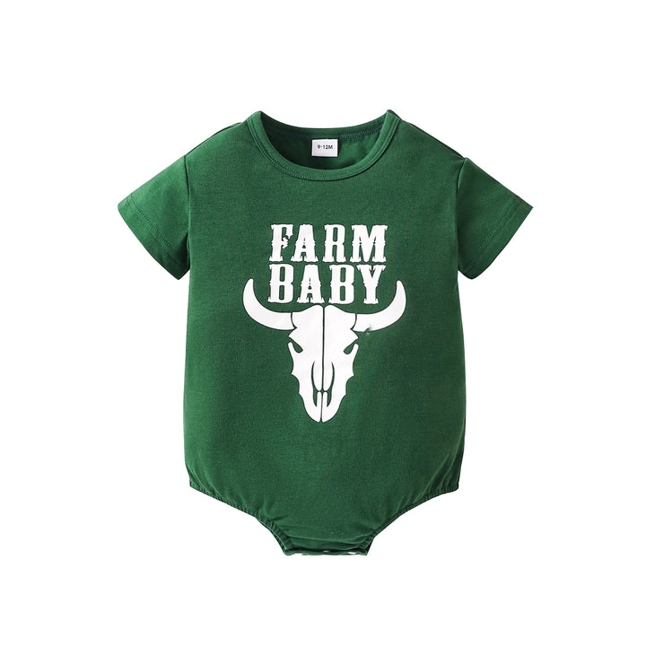 Green Infants Boys Farm Baby Printed Bodysuit