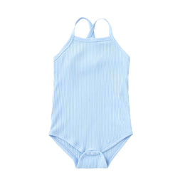 Blue Infant Boys Striped Shoulder Cotton Straps Sleeveless Bodysuit
