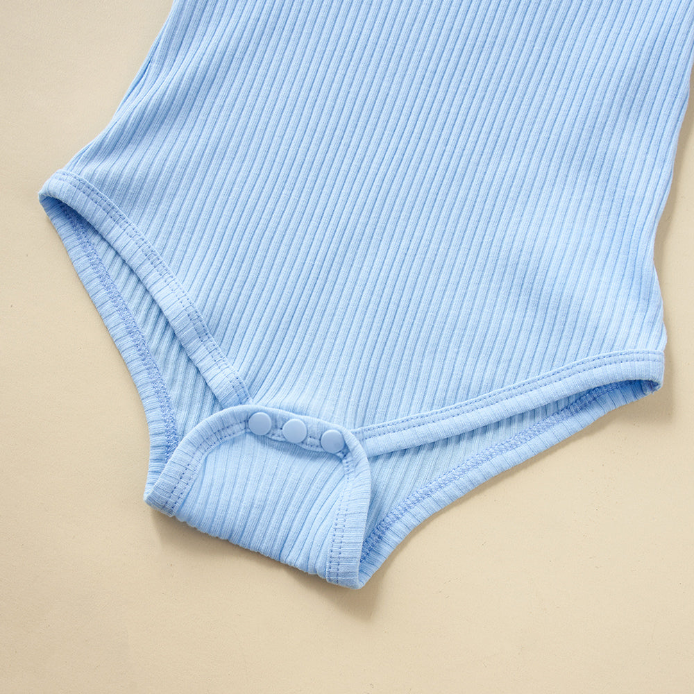 Blue Infant Boys Striped Shoulder Cotton Straps Sleeveless Bodysuit