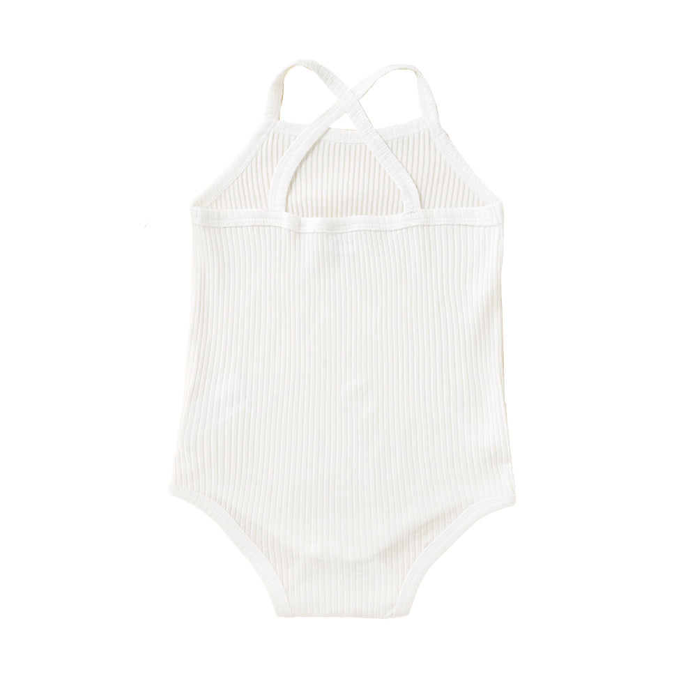 Infants Kids White Shoulder Straps Rompers