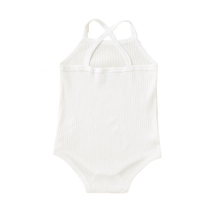 Infants Kids White Shoulder Straps Rompers