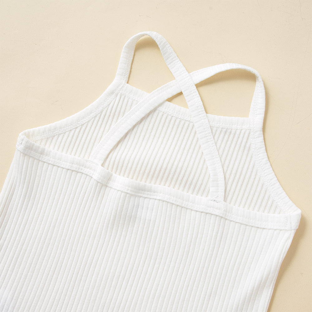 Infants Kids White Shoulder Straps Rompers