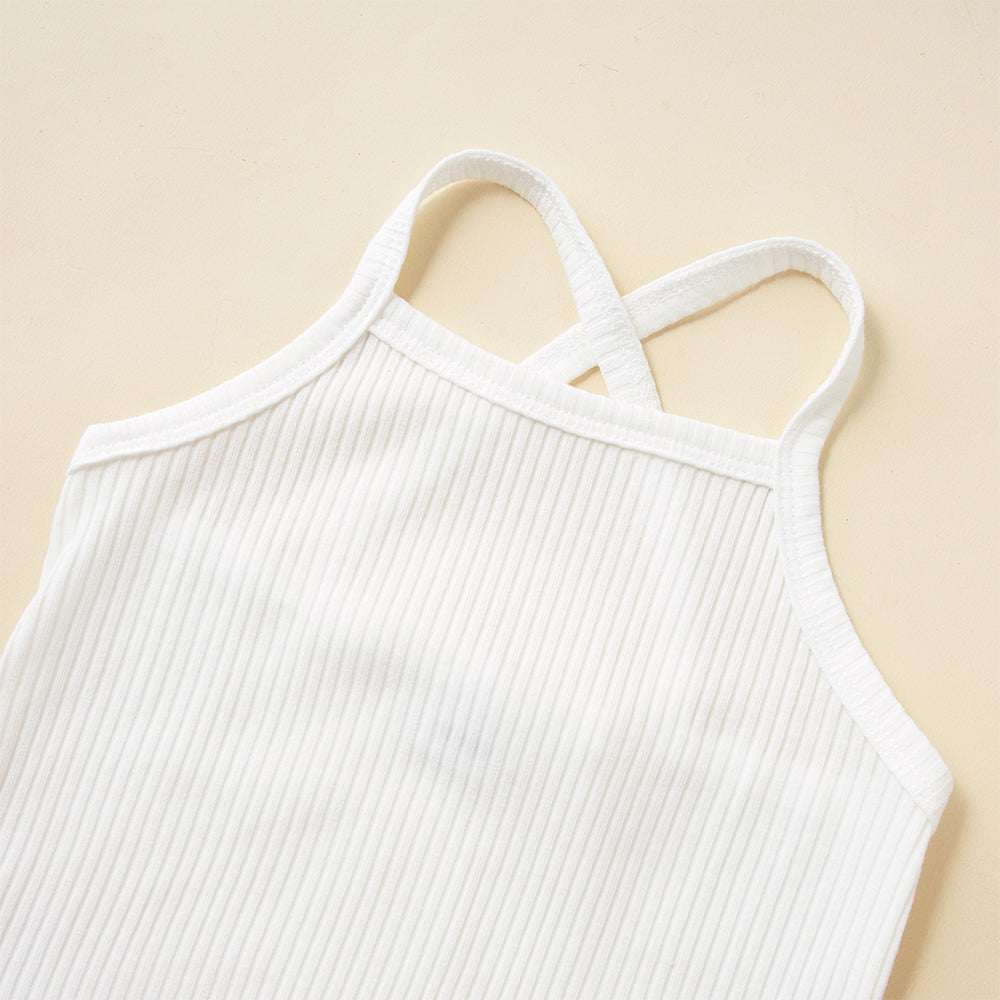 Infants Kids White Shoulder Straps Rompers