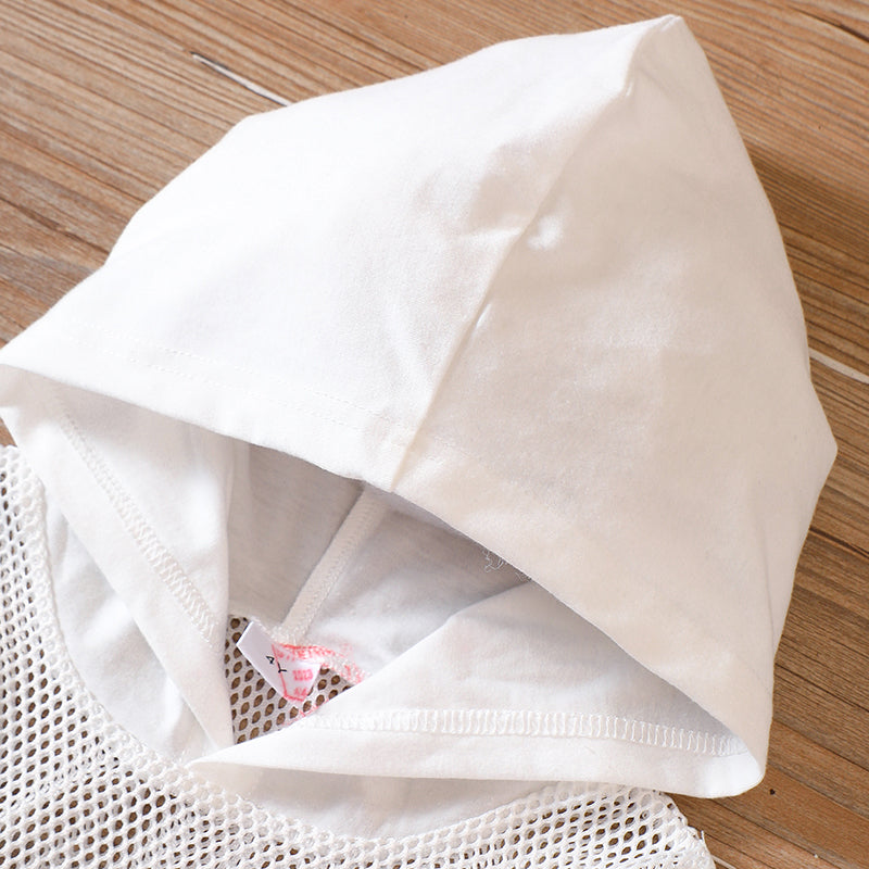 Girls White Shoulder Straps Top & Joggers With Hooded Sweatshirt