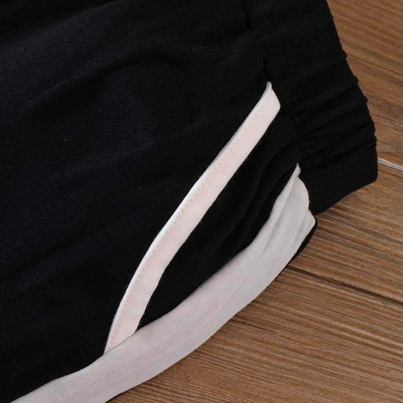 Girls White Shoulder Straps Top & Joggers With Hooded Sweatshirt