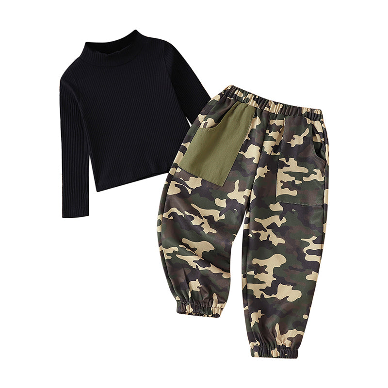 Boys Black High Neck Top with Pyjamas