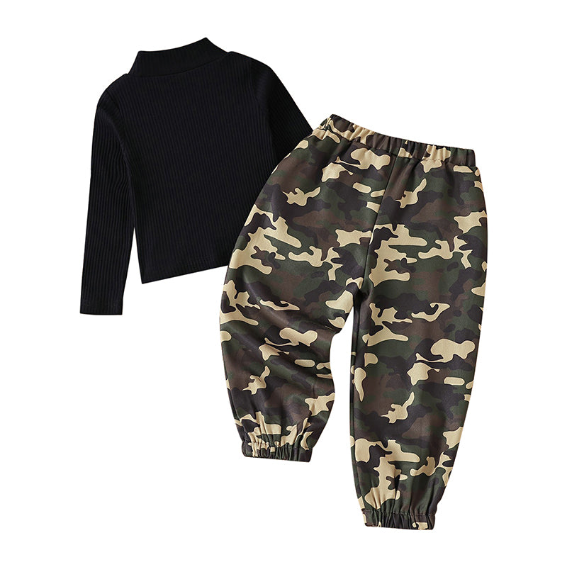 Boys Black High Neck Top with Pyjamas