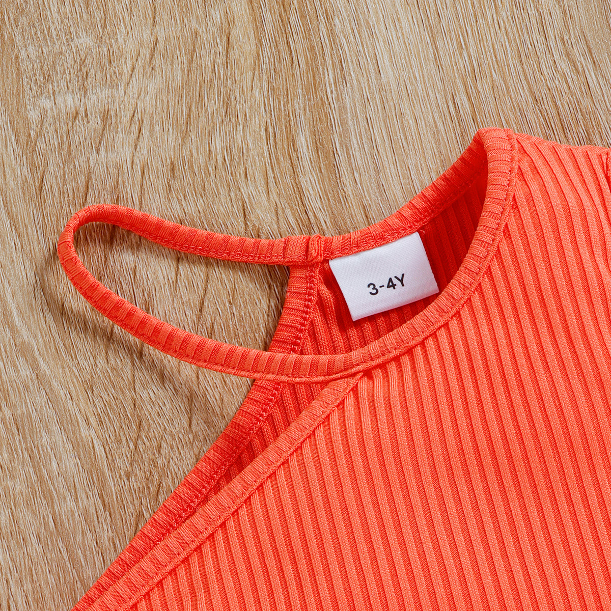 Girls Orange Self Design One Shoulder Top with Shorts