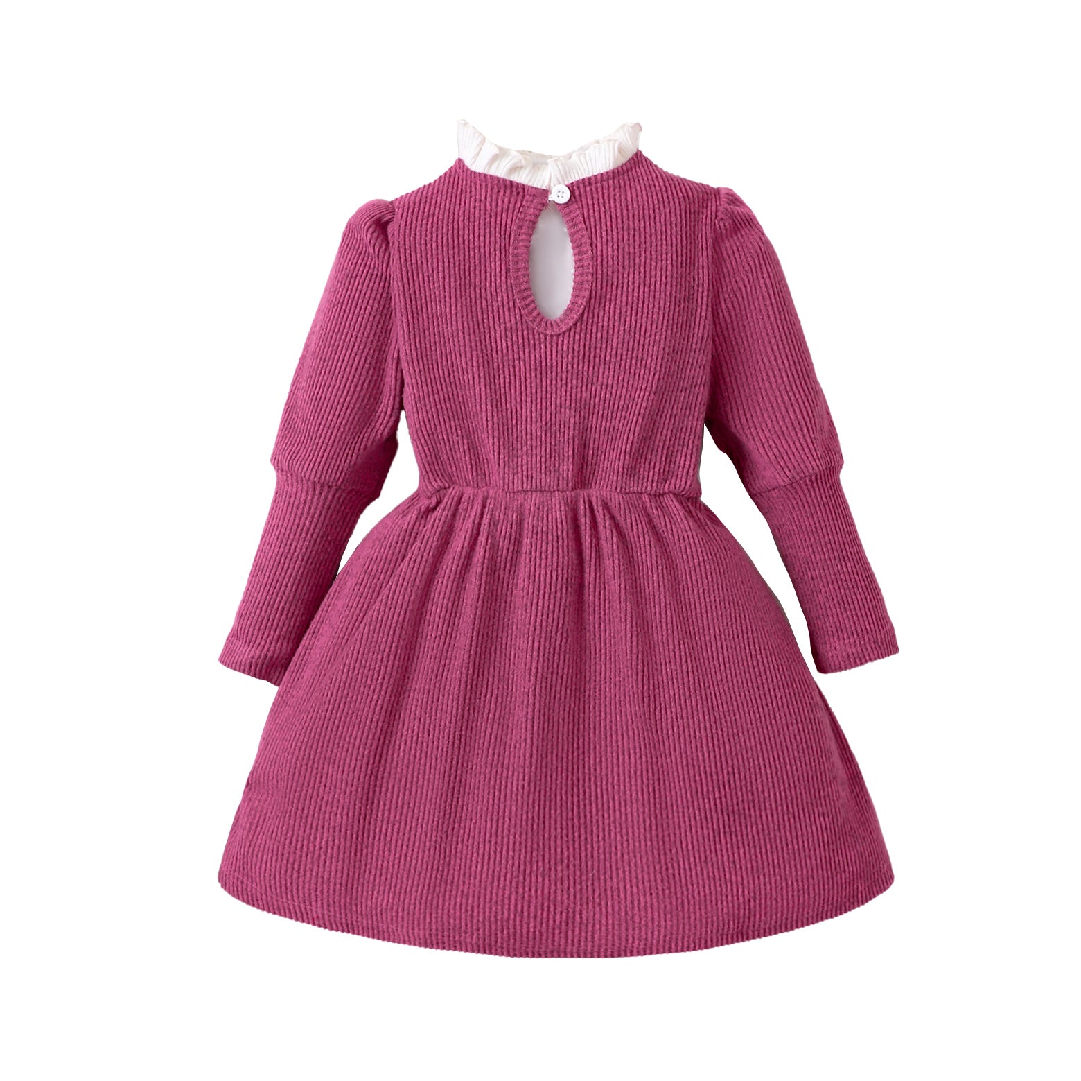 Girls Purple Ribbed Bow T-shirt Dress