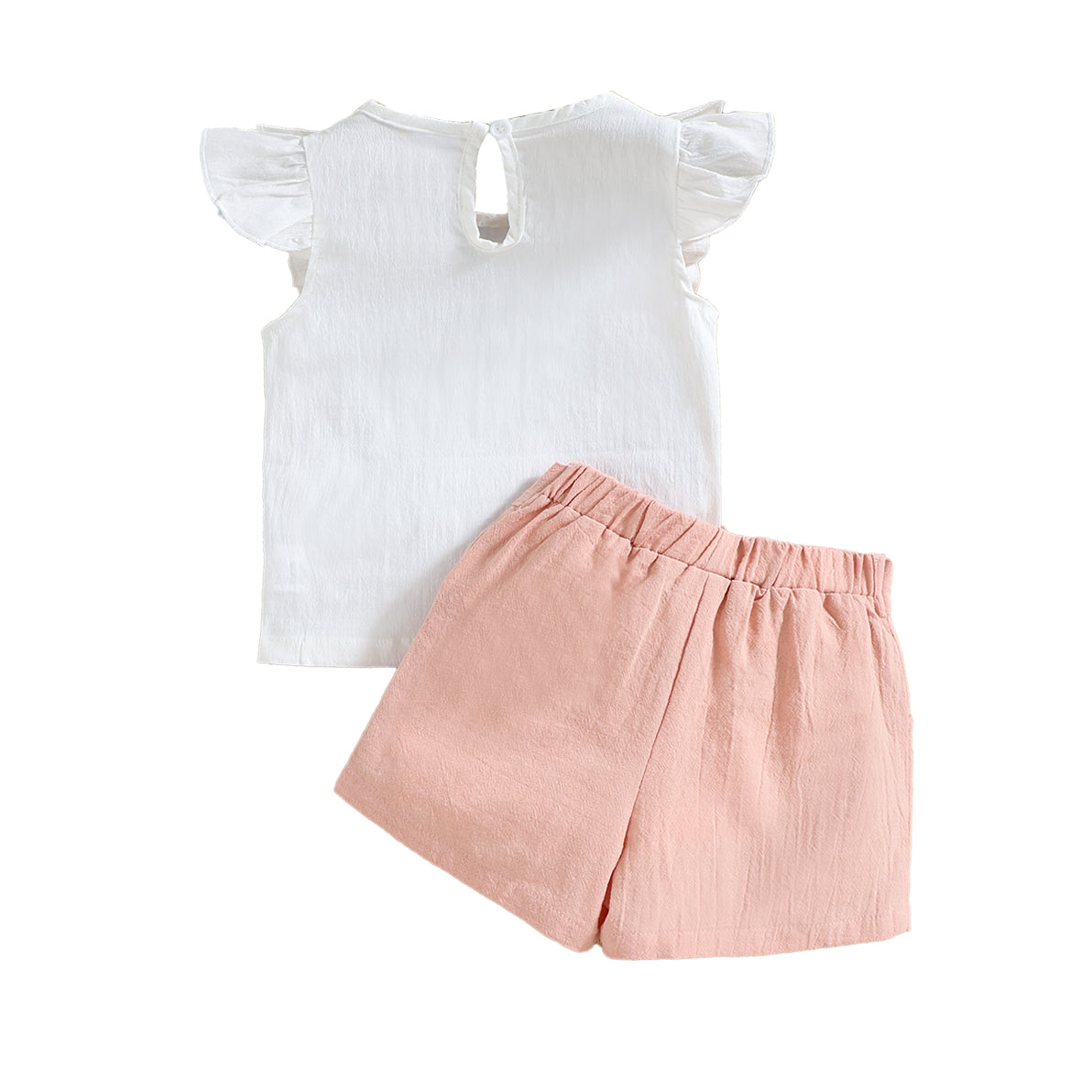 Girls Pink Embroidered Top with Shorts