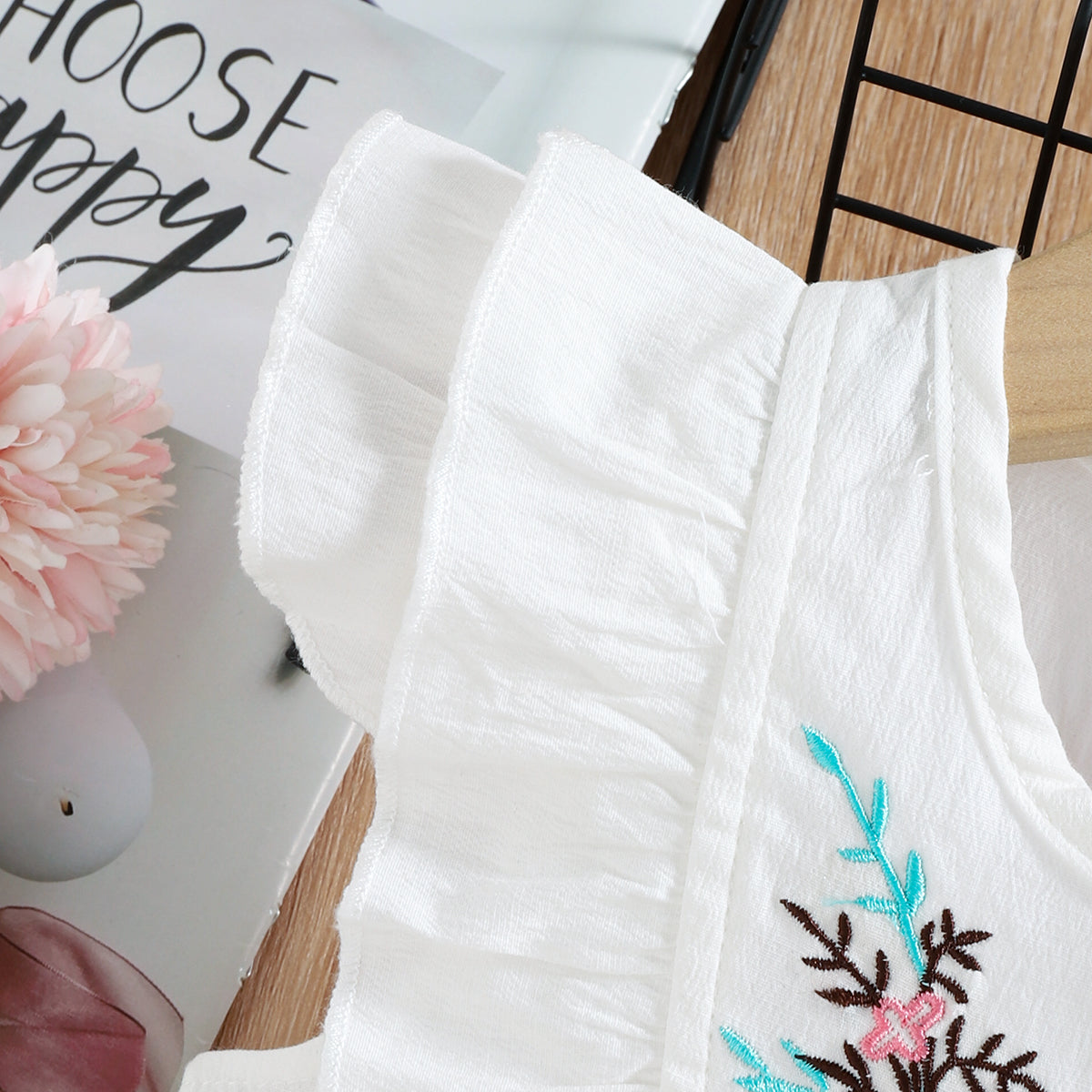 Girls Pink Embroidered Top with Shorts