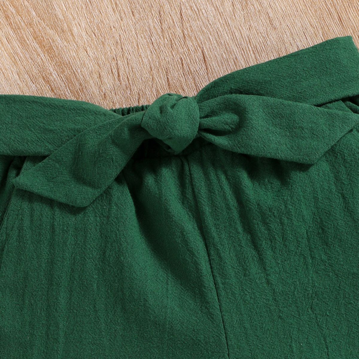 Girls Green & White Embroidered Top With Shorts