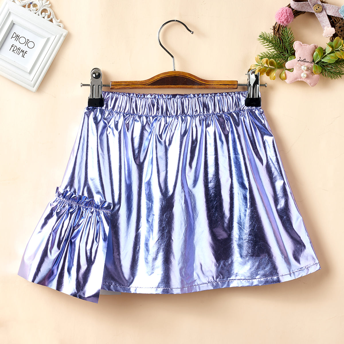 Girls Black & Blue Round Neck Top with Skirt