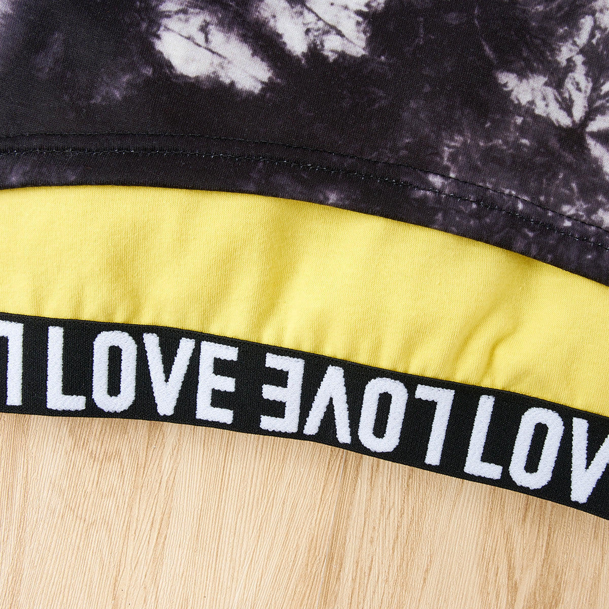 Girls Black & Yellow Dyed High Neck Top with Trousers