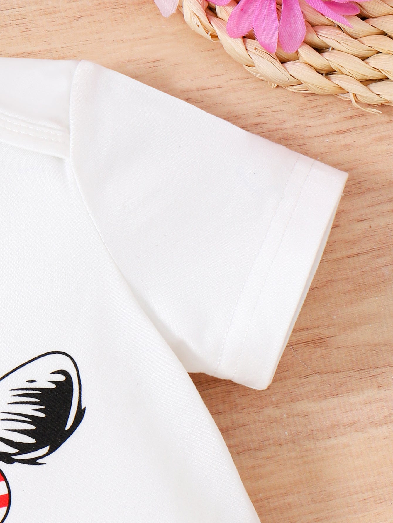 Boys White & Blue Printed T-shirt with Shorts