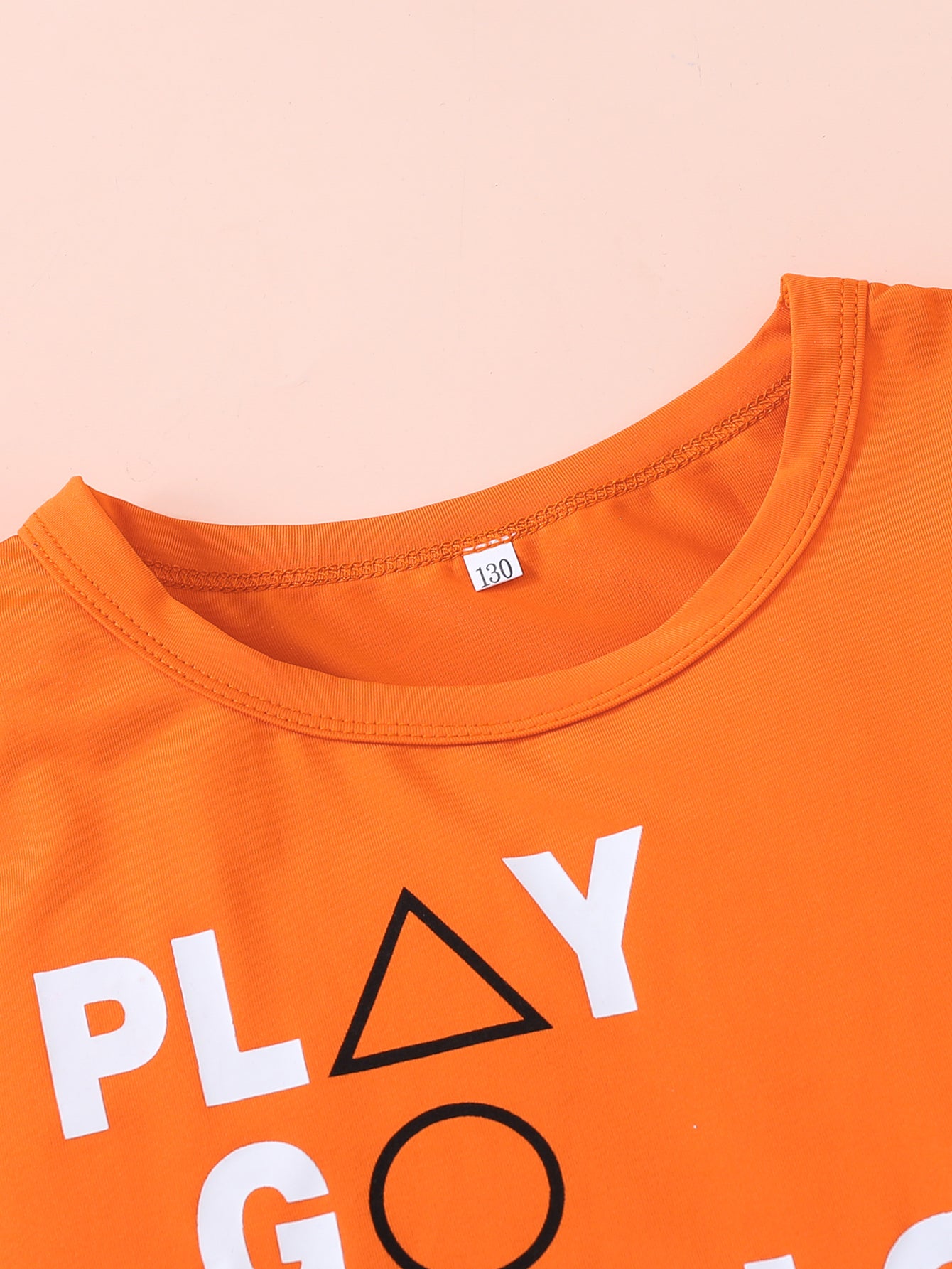 Boys Orange & Black Printed T-shirt With Shorts