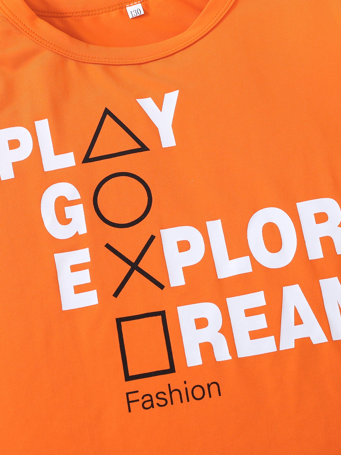 Boys Orange & Black Printed T-shirt With Shorts