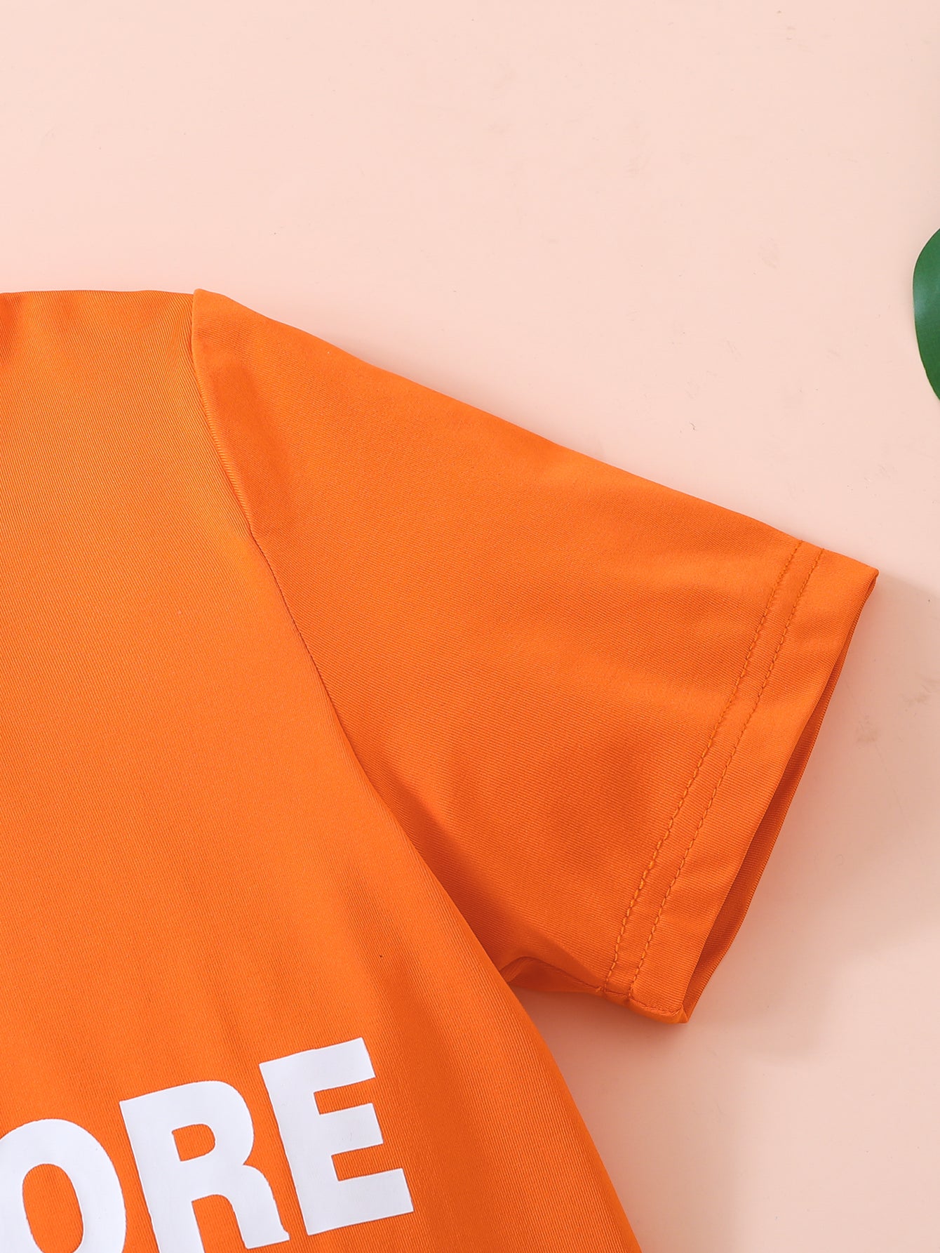 Boys Orange & Black Printed T-shirt With Shorts