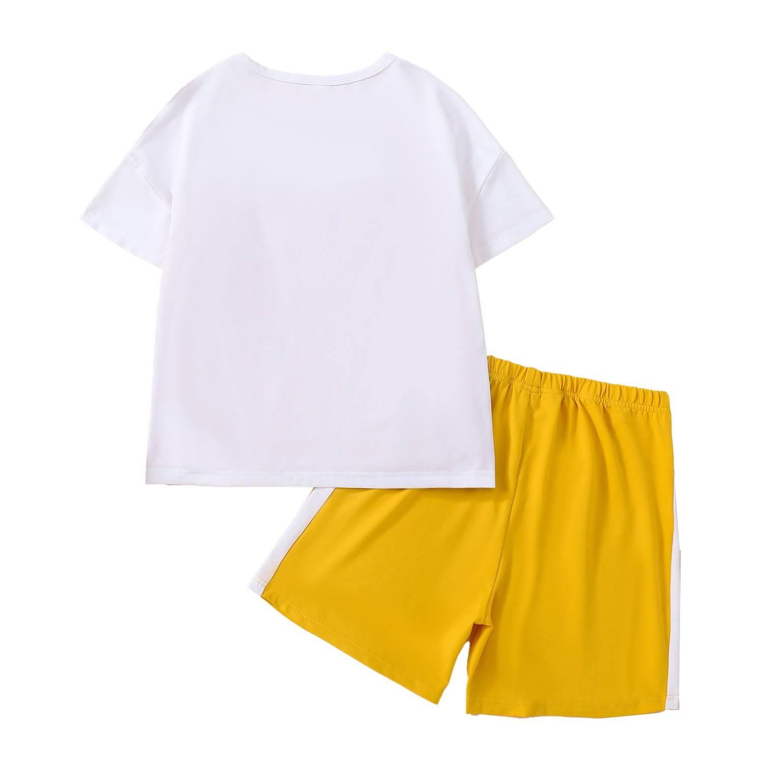 Boys Yellow & White Colourblocked T-shirt With Shorts