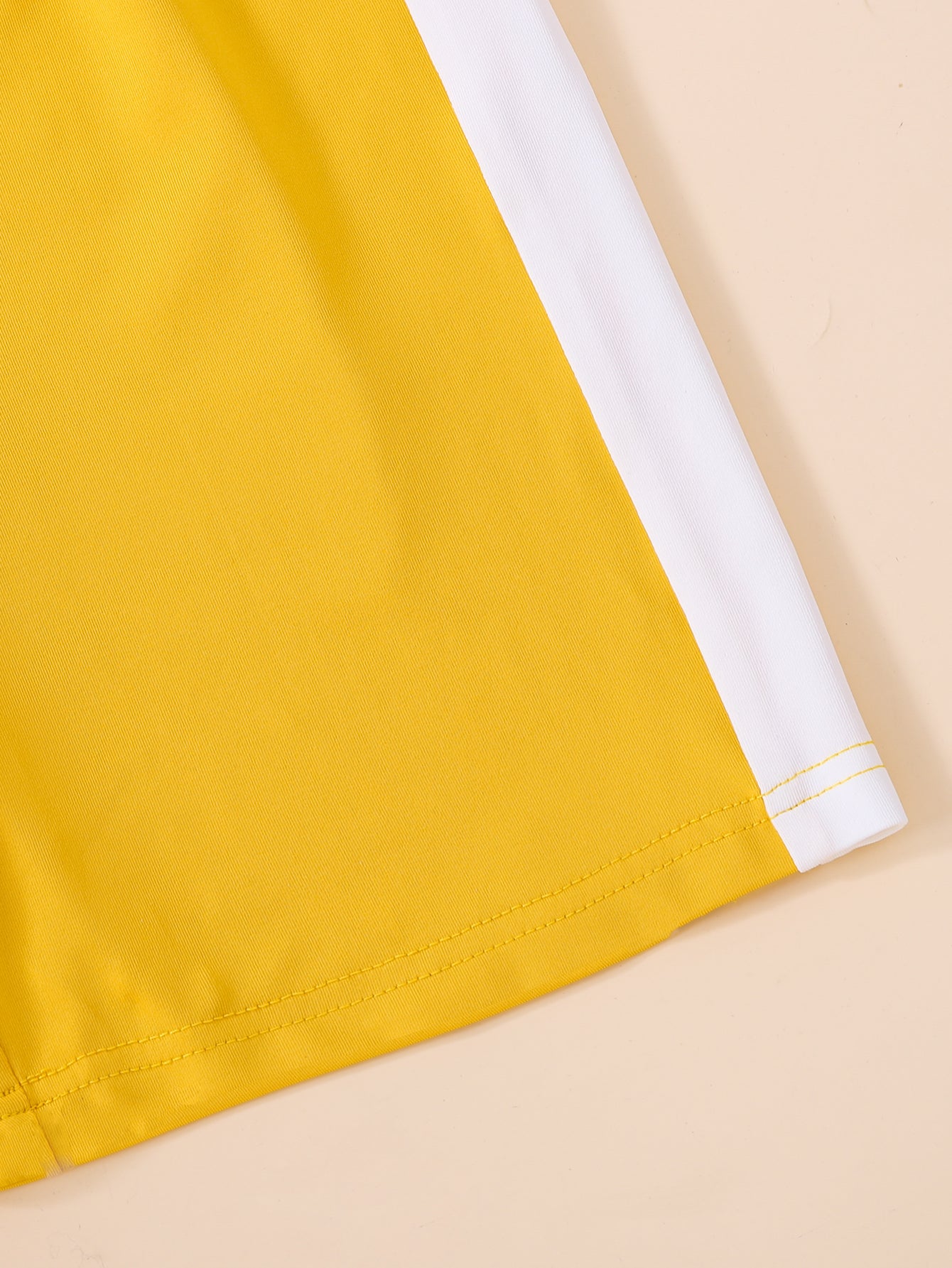 Boys Yellow & White Colourblocked T-shirt With Shorts