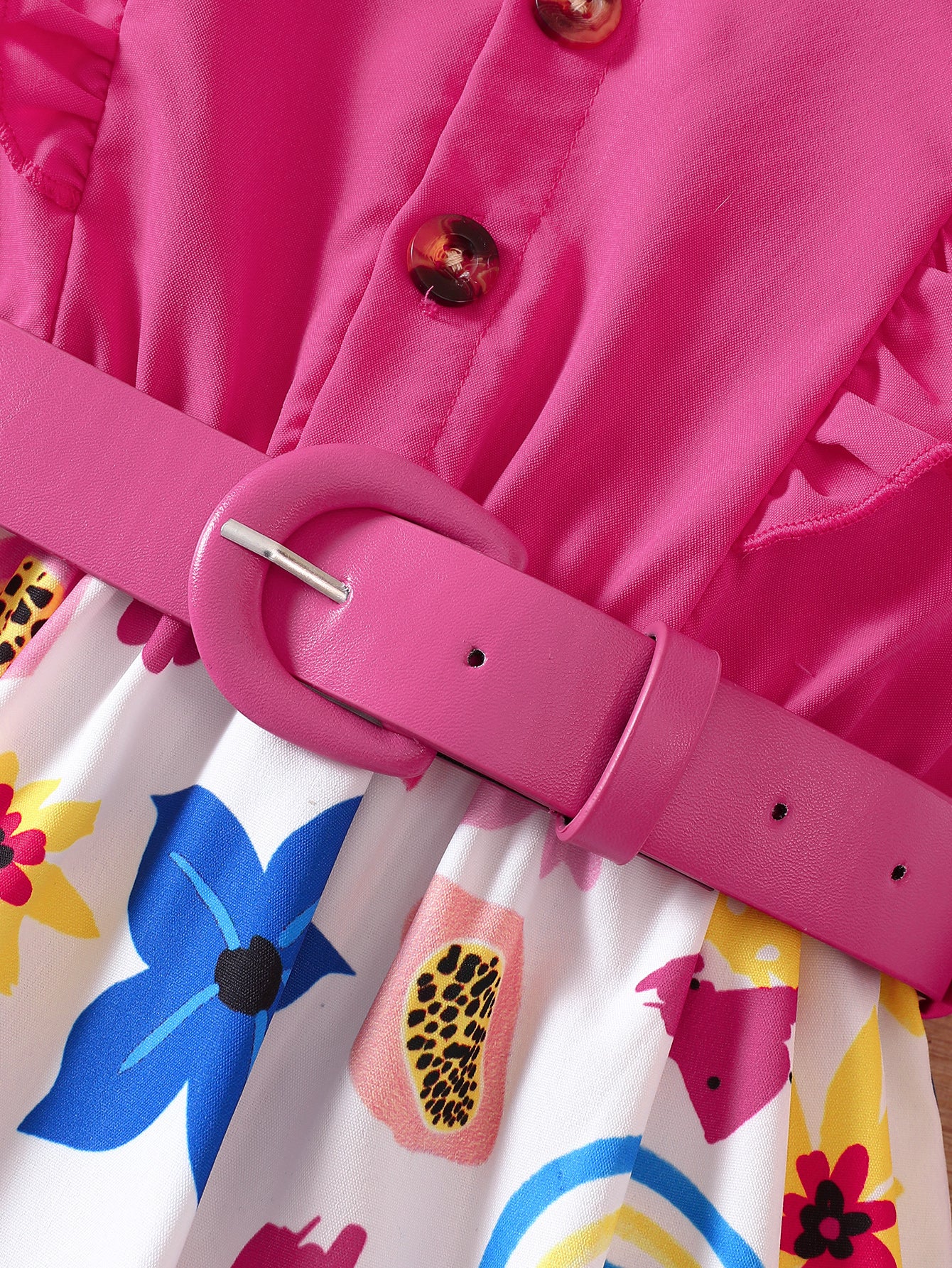 Girls Pink Conversational Printed Fit & Flare Dress