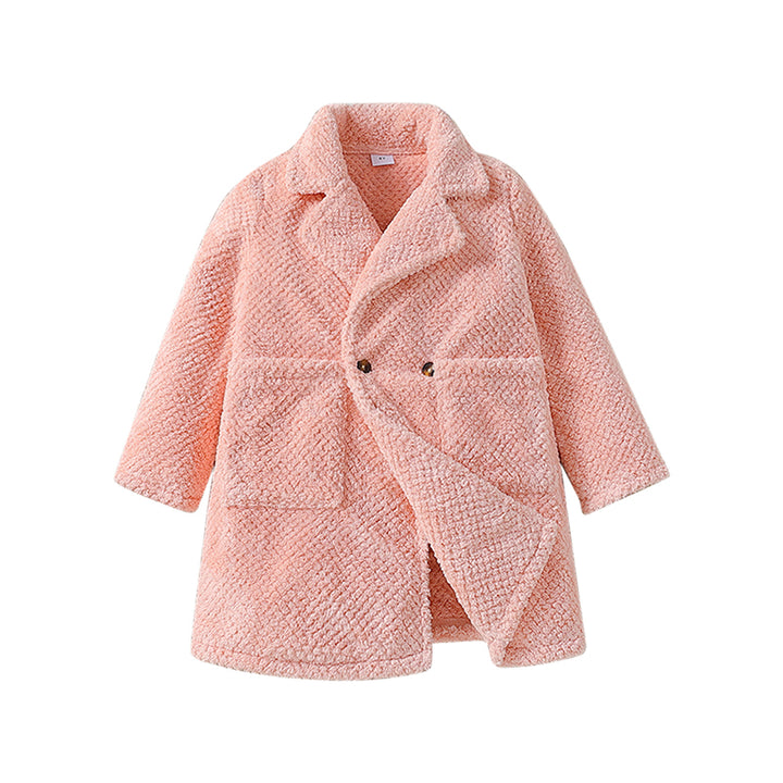 Girls Pink Double-Breasted Trench Coat