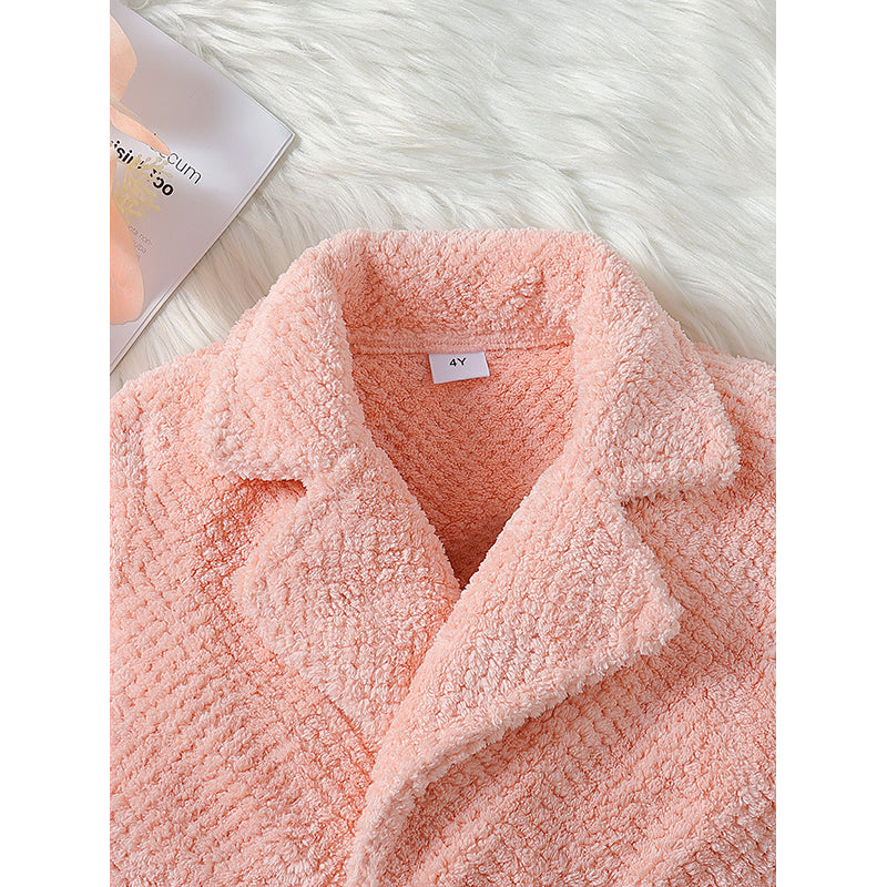 Girls Pink Double-Breasted Trench Coat